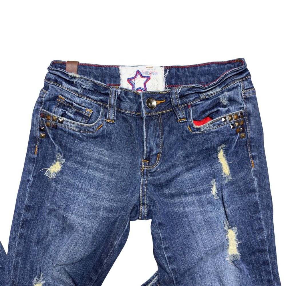 Dollhouse Womens Distressed Studded Skinny Jeans